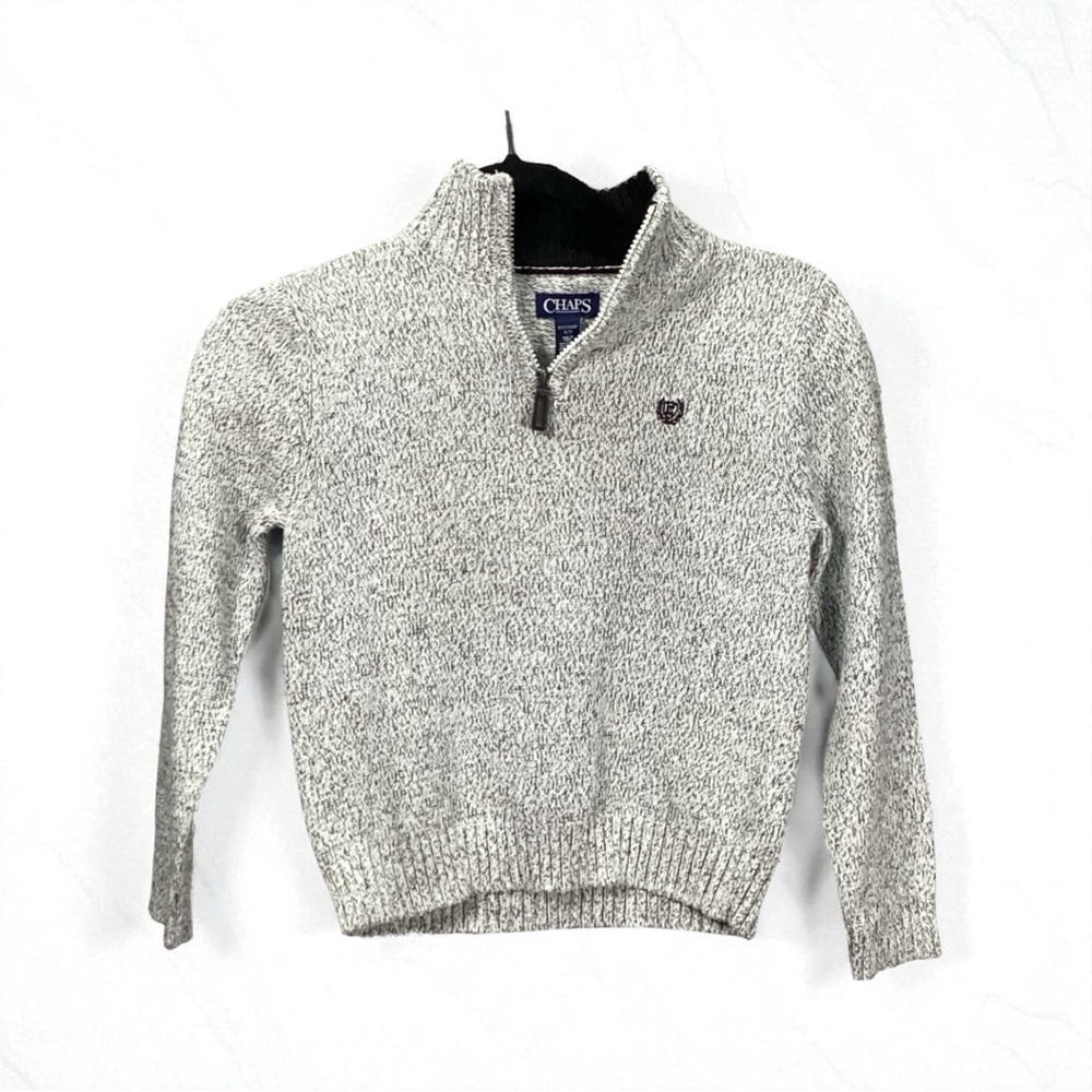 1745. 1780. Chaps Cream & Grey Boys Sweater NWT Size 6/7